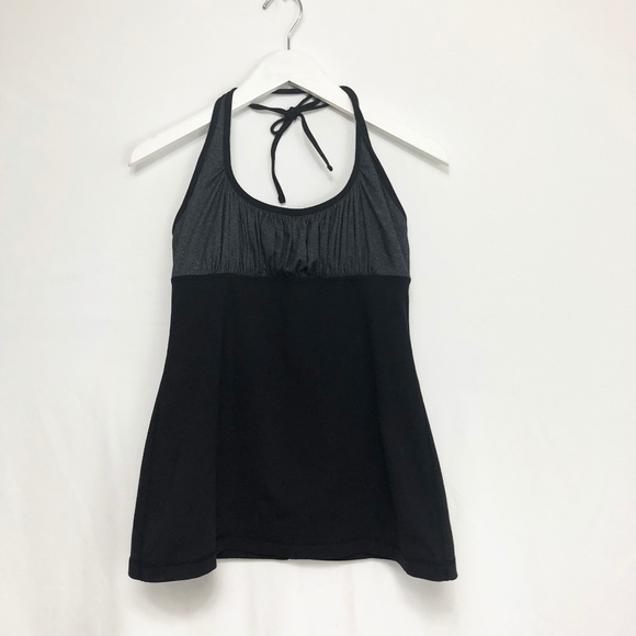 Lululemon Namaste Halter Tank Women's 8 Black Grey - Picture 2 of 7